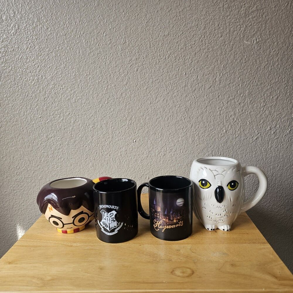 Harry Potter Mug Lot Hogwarts Hedwig Owl Harry Head Coffee Cups Wizarding World